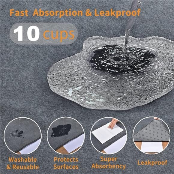 2 Packs XL Reusable Dog Mat for Floor, Non-Slip Washable Pee Pad (36"x48"-Gray) - Picture 4 of 6